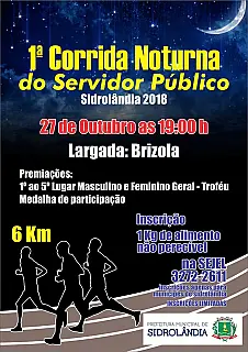 1° Corrida Noturna do Servidor Público acontece no próximo dia 27