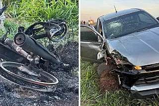 Moto pega fogo após grave colisão e motociclista morre na BR-376