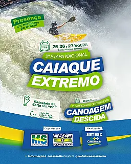 Cassilândia volta ao circuito nacional com etapa de Caiaque Extremo no Rio Aporé.