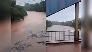 Chuva intensa faz Rio Miranda subir e causa alagamentos em Jardim