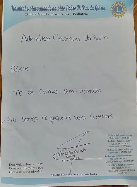 Moradora de Glória de Dourados denuncia demora para conseguir tomografia do pai