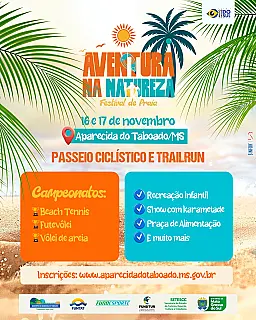 "Aventura na Natureza - Festival de Praia" movimentará Aparecida do Taboado em novembro