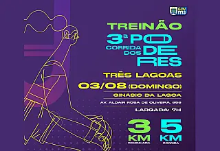 Treinão para 3ª Corrida dos Poderes chega a Três Lagoas no domingo