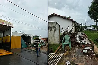 Vendaval destelha casas, derruba árvores e deixa parte de Amambai sem energia