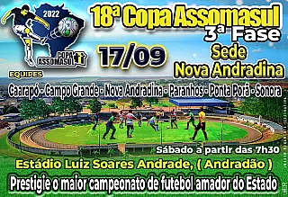 Nova Andradina recebe terceira fase da 18ª Copa Assomasul
