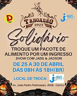 Taboadão Solidário 2025: Jads & Jadson agitam evento com troca de ingresso por alimentos