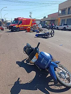 Acidente entre motocicletas é registrado no centro de Ivinhema