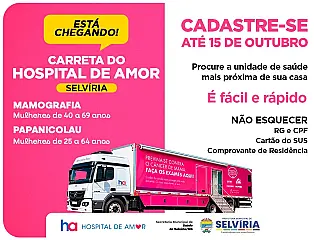  Mulheres de Selvíria podem agendar exames na carreta do Hospital de Amor