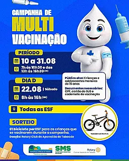 Aparecida do Taboado realiza Campanha de Multivacinação para menores de 15 anos