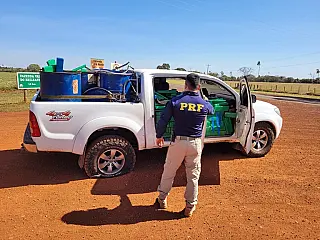 PRF apreende 1.664 Kg de maconha, haxixe, munições e recupera caminhonete