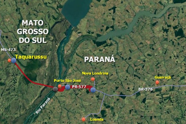 Mapa mostra novo trajeto que deve ser criado com a instalação da ponte