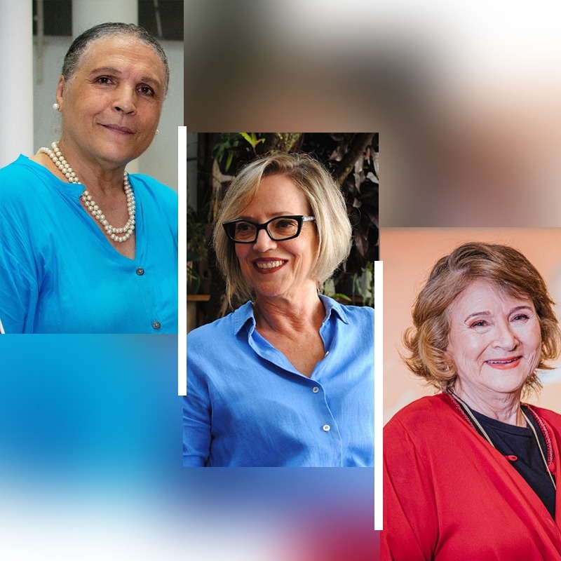 As acadêmicas Lenilde Ramos, Maria Adélia Menegazzo e Sylvia Cesco | Foto: Divulgação
