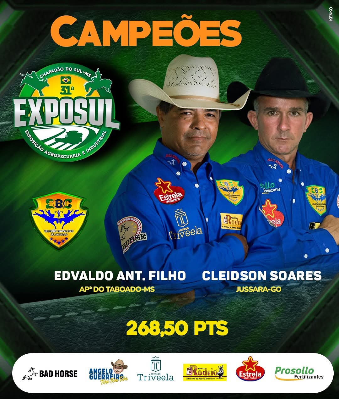 Edvaldo Filho foi campeão na montaria de cavalos em Chapadão do Sul