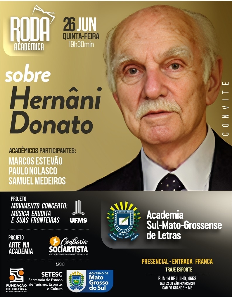 Escritor e historiador Hernâni Donato será homenageado na ASL